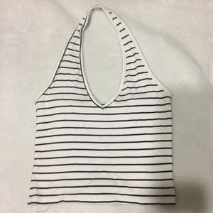 Brandy Melville striped halter super crop top